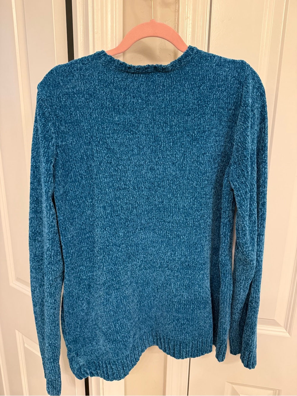 Karen Scott Teal Chenille Crew Neck Sweater